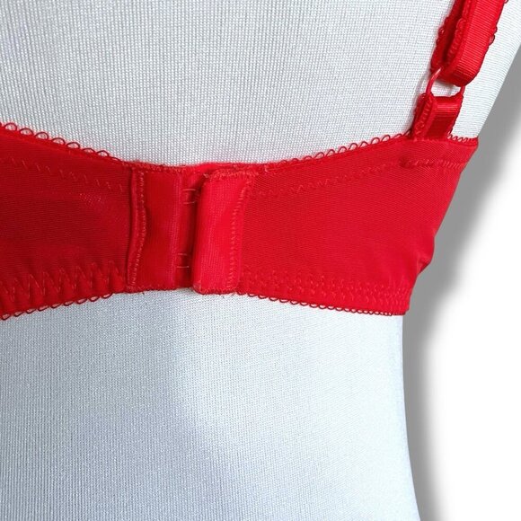 Wacoal 36DD Bra Red Seduction Lace Demi Underwire Sheer Unlined 851155 - Picture 6 of 8